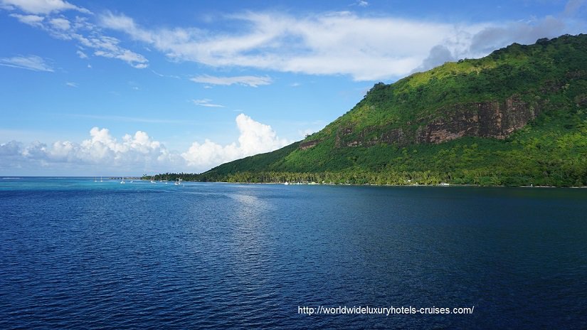 Paul Gauguin Cruises Tahiti & Society Islands Luxury Travel Virtuoso Izumi Ogawa Trip agent vacation advisor Vision French Polynesia Cruise ship boat Bora Bora ocean water sand beach Moorea